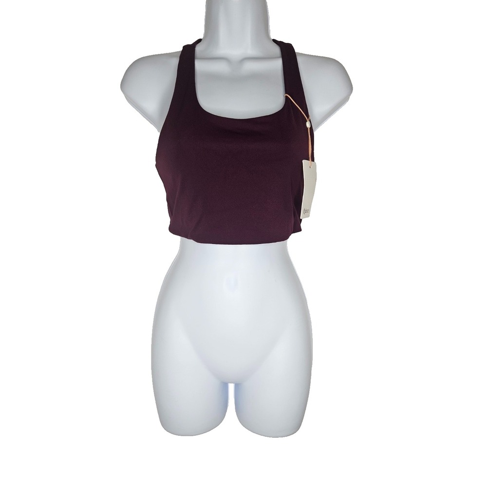 Quince Ultra-Form Bra S Plum Longline Racerback Athletic Athleisure Minimalist